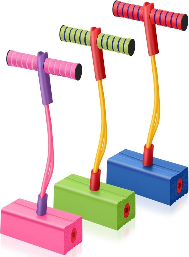 QWEPTY Foam Pogo Jumper - Kids Jumping Stick with Squeaky Sound, Improves Balance Trainer Indoor & Outdoor Fun Toy Non-Slip Handles, Safe Soft Foam Base Girls and Boys- Holds up to 280lbs (Lighting-Pack1) - Image 1